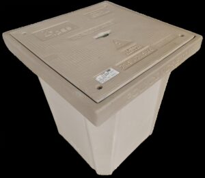 Caja de inspección en Polyconcreto con tapa y marco para redes eléctricas subterráneas