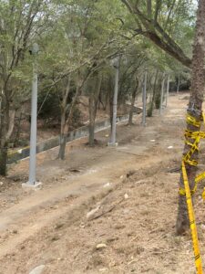 Postes en fibra de vidrio para redes eléctricas en zona boscosa